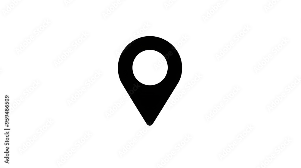 Black Location Pin Icon with a Shadow on a Transparent Background Black Location Pin Icon with a Shadow on a Transparent Background