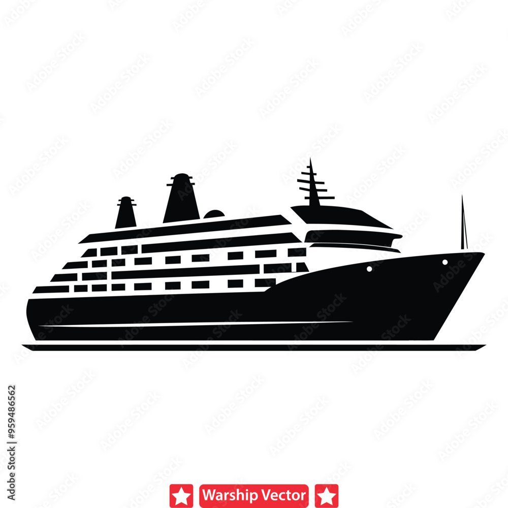Seaborne Logistics Cargo Ship Vector Set for Shipping Designs Seaborne Logistics Cargo Ship Vector Set for Shipping Designs