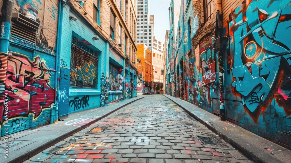 Fototapeta premium Colorful graffiti alleyway.