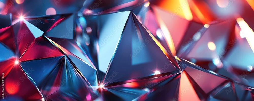 Prism-like triangles with light refraction effect, digital abstract background, dynamic composition Prism-like triangles with light refraction effect, digital abstract background, dynamic composition