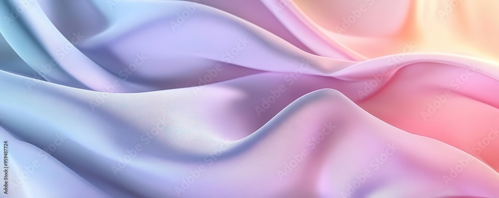 Fototapeta premium Smooth pastel curves, flowing fabric texture, abstract minimalism