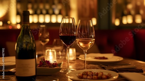 Exquisite small plates and fine wine in a setting of deep reds and golds