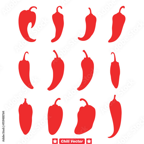 Sizzle & Serve Chili Vector Set  Ideal for Menu Designs and Food Blogs