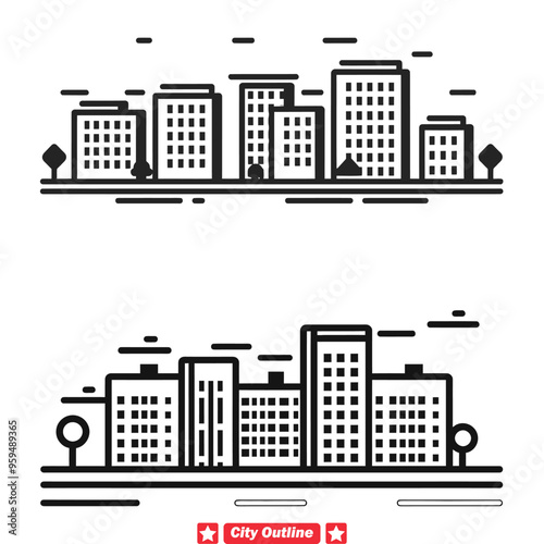 Cityscape Serenade Harmonize Your Designs with Our Intricate Vector Silhouette Collection