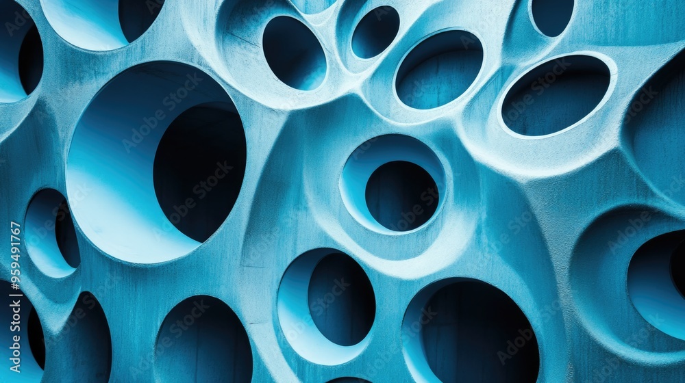 Blue Wall with Holes Close-Up Blue Wall with Holes Close-Up