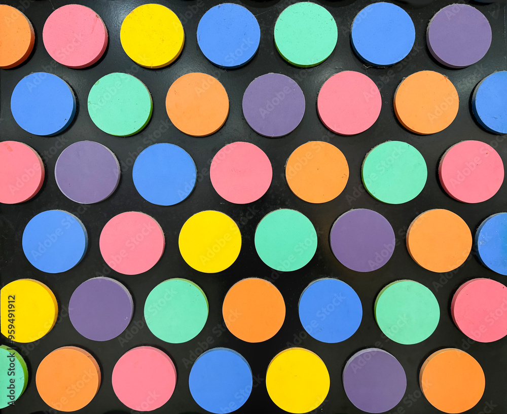 Series of colorful 3d circular panel, 3d circles, 3d dots, in rainbow colors. Colorful arrangement of wall panel Series of colorful 3d circular panel, 3d circles, 3d dots, in rainbow colors. Colorful arrangement of wall panel