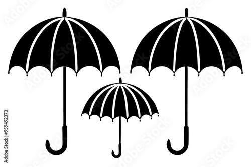 Black and white image of an open umbrella