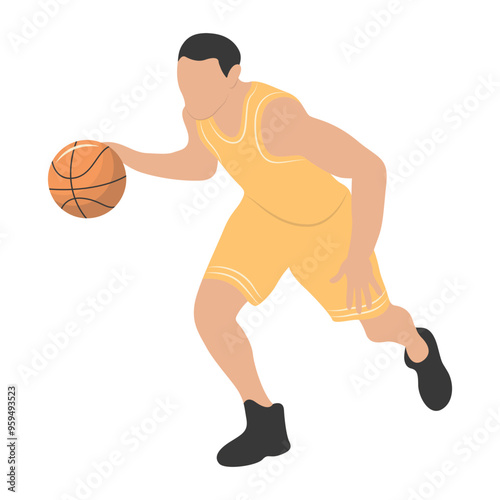 Basketball Player Pose Illustration. Isolated Vector Character in Flat Cartoon Style.