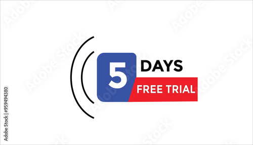 5 days free trial Countdown number banner templates. time icon. Vector Illustration 
