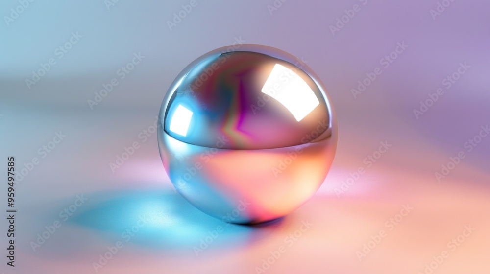 Reflective Sphere in Colorful Gradient Light. Reflective Sphere in Colorful Gradient Light.