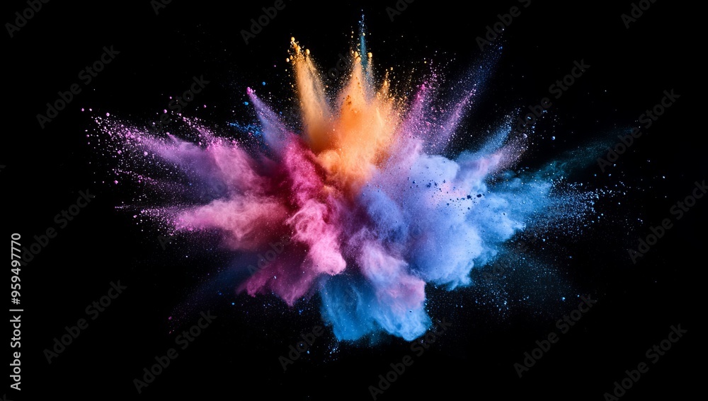 Colorful powder explosion on black background. Colorful powder explosion on black background.