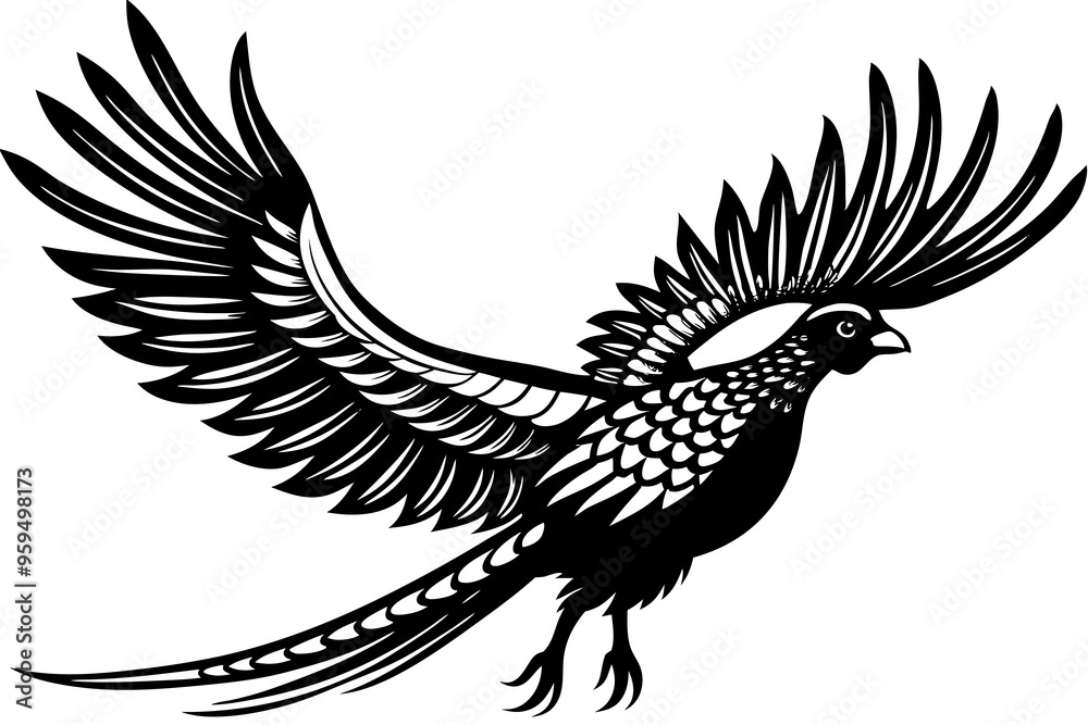 Fototapeta premium Pheasant Silhouette vector illustration 