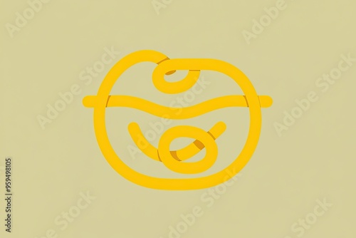 Calm Noodle Icon in Yellow - Minimalist and Emotionless Symbol of Relaxed Communication