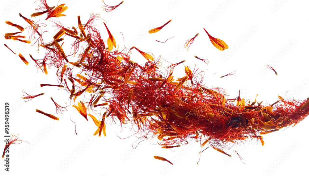 Naklejka premium Bunch of dried saffron isolated on white background 