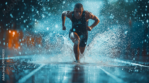 An athlete running on a rai...