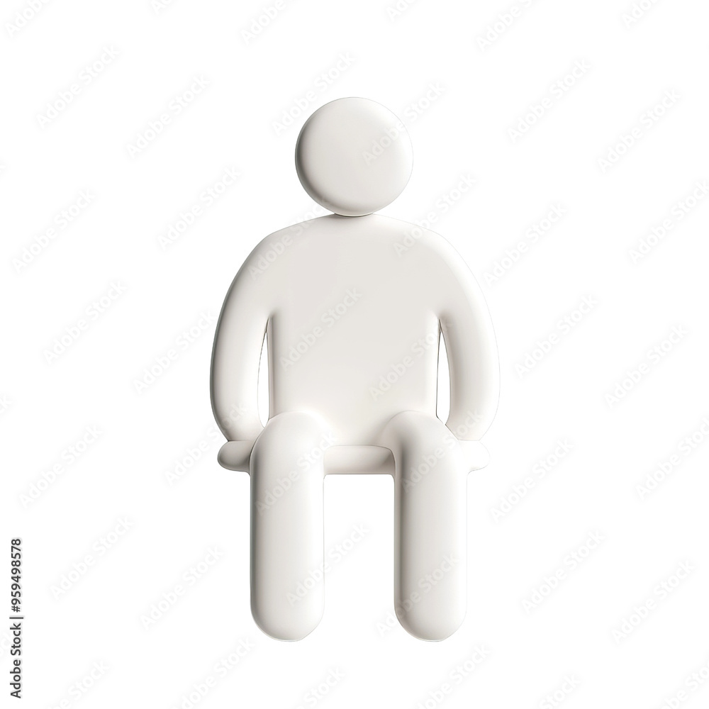 A minimalist 3D figure representing a person sitting. Ideal for illustrating concepts of relaxation, leisure, or waiting. A minimalist 3D figure representing a person sitting. Ideal for illustrating concepts of relaxation, leisure, or waiting.