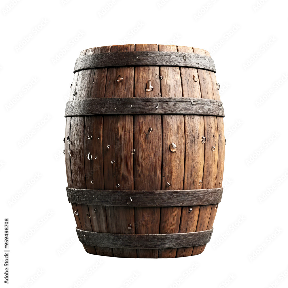 Fototapeta premium A rustic wooden barrel showcasing texture and detail, perfect for vintage or farm-themed projects.