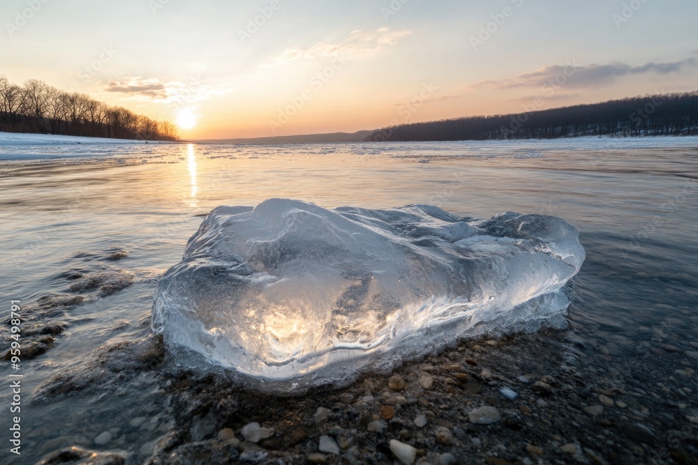 Naklejka premium River Ice Formation
