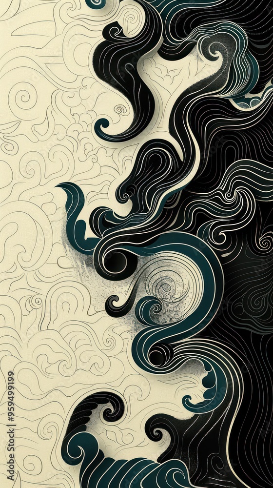 Abstract black and white swirl patterns. Abstract black and white swirl patterns.