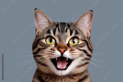 Cheerful Joyous Cat Face Graphic Emoticon