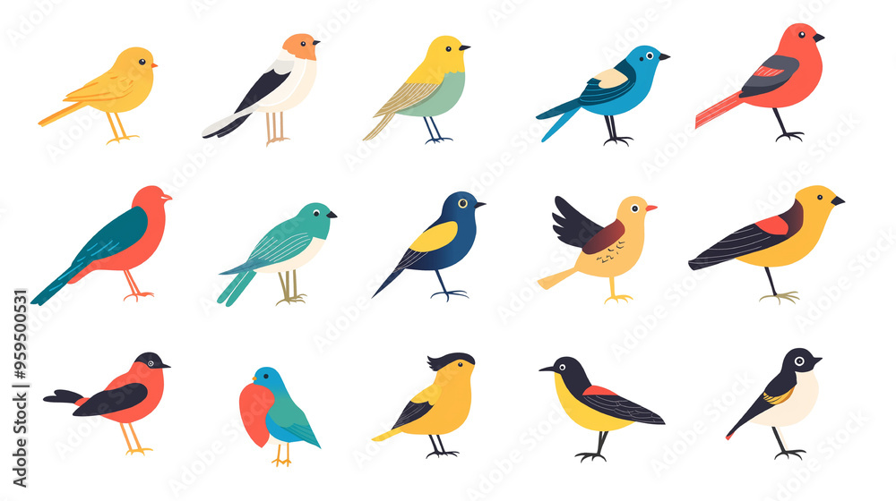 【透過PNG】カラフルでシンプルな鳥のアイコンイラストセット | 高解像度デザイン素材 【透過PNG】カラフルでシンプルな鳥のアイコンイラストセット | 高解像度デザイン素材