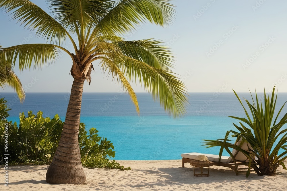 Obraz premium Tropical Palm Tree Paradise for Ultimate Relaxation and Vacation Bliss