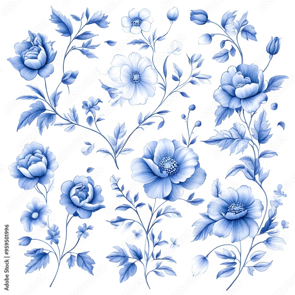 Gzhel Pattern A floral blue and white pattern commonly found in Russian ceramics and pottery., Gzhel Pattern A floral blue and white pattern commonly found in Russian ceramics and pottery.,
