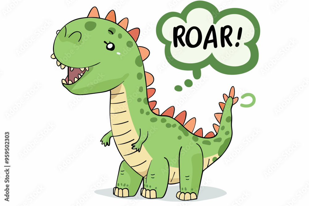 Cheeky Dinosaur Roaring with Thought Bubble Cheeky Dinosaur Roaring with Thought Bubble