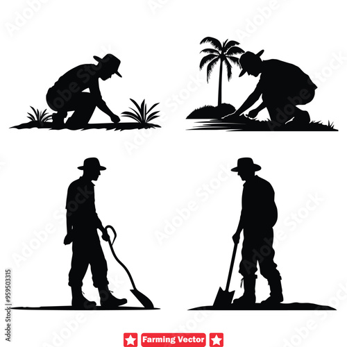 Farmstead Harmony  Vector Silhouette Set Harmonizing the Beauty of Farming Life with Nature s Timeless Symphony