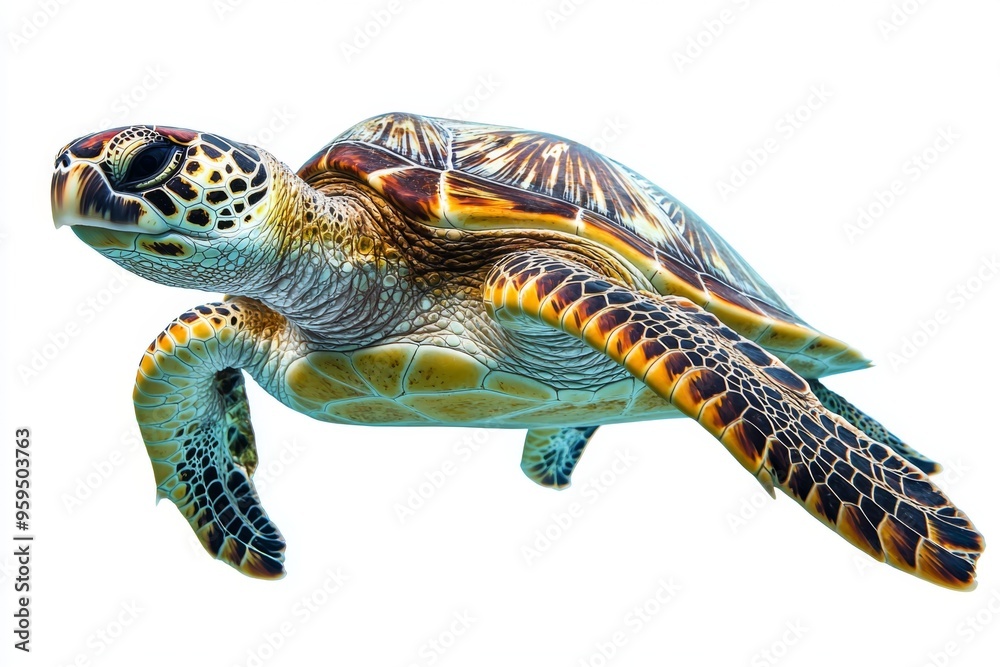Fototapeta premium Sea turtle gliding underwater