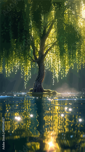 Glowing Tree in the Water