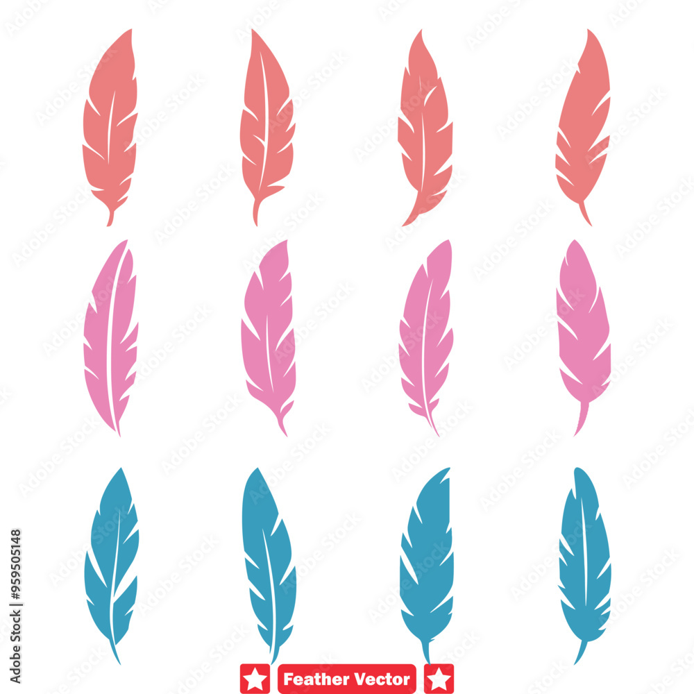 Majestic Plumage Ensemble Regal Feather Vector Silhouettes for Grand Designs Majestic Plumage Ensemble Regal Feather Vector Silhouettes for Grand Designs