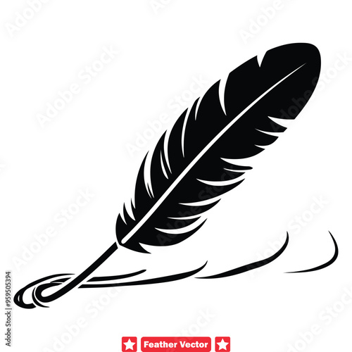 Feathered Finesse  Intricate Vector Silhouette Set for Stylish Artworks