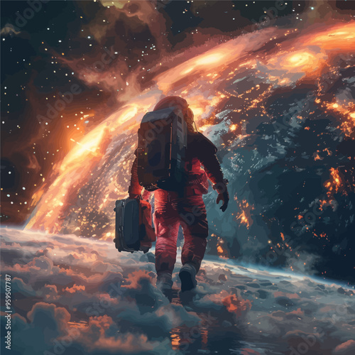 Spacewalker's Journey: Astronaut Exploring the Cosmos