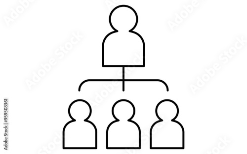 Organizational chart, business icons for targets, goal attainment, and goals