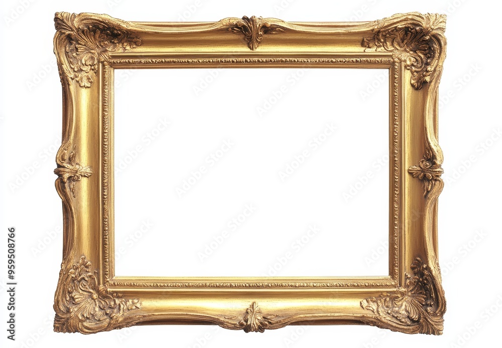 Ornate Gold Picture Frame Isolated on White Background. Ornate Gold Picture Frame Isolated on White Background.