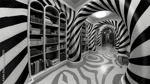 Zigzag Patterned Library Hallway