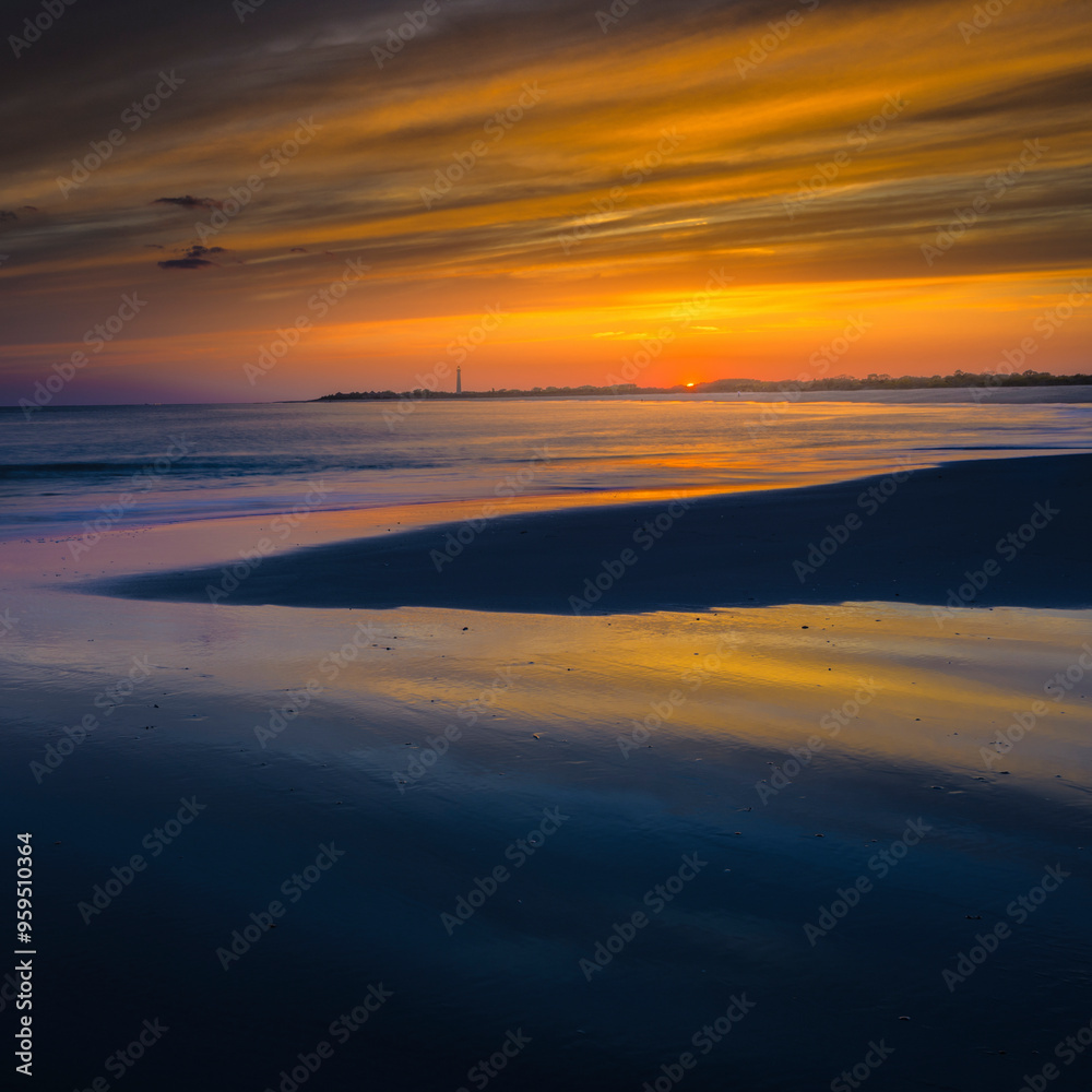 USA, New Jersey, Cape May National Seashore. Sunset on ocean and beach. USA, New Jersey, Cape May National Seashore. Sunset on ocean and beach.