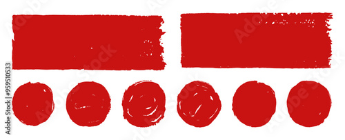 Straight thick vector lines. Round red speech bubbles. Handdrawn  brushstroke text boxes. Chinese ink calligraphy brushstroke set. Rough grunge gouache paint texture. Sketchy ink rectangular textboxes