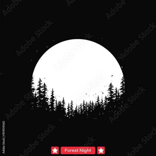 Serene Night Forest  Intricate Vector Silhouette Set for Designers