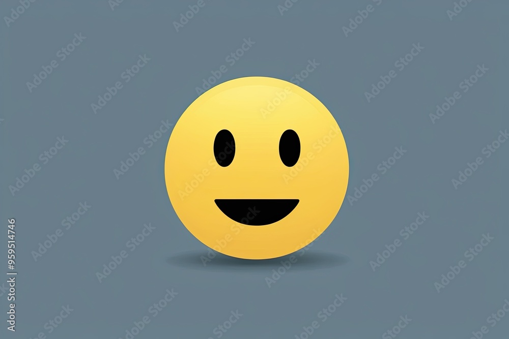 Fototapeta premium Muted Yellow Smiley Face Illustration Calm Expressionless Emoticon Icon
