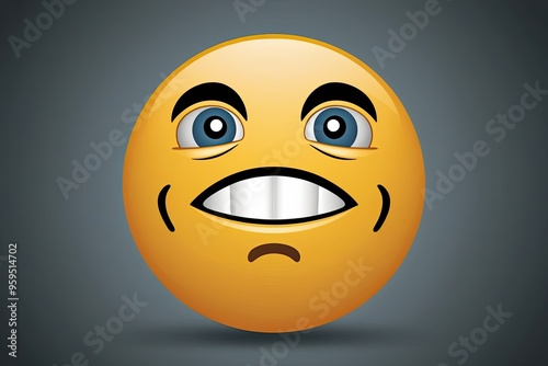 Nervous Smiley Face Emoticon Artwork Expressing Anxiety and Tension