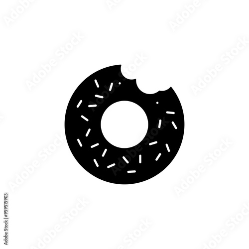 Doughnut icon vector, simple flat black trendy style illustration for web and app..eps
