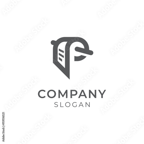 Letter P paper roll logo design template