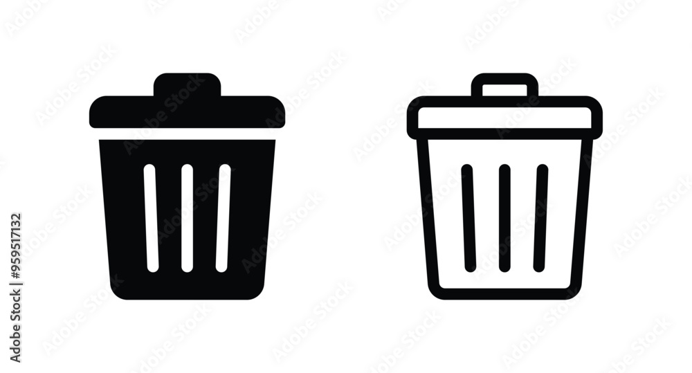 Delete icon set. Bin icon. Trash can icon collection. Delete icon set. Bin icon. Trash can icon collection.