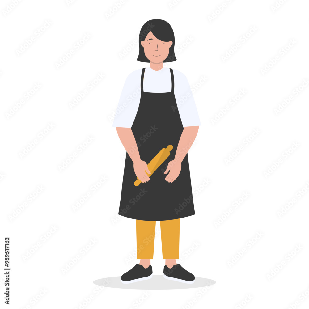 Fototapeta premium Restaurant Worker Illustration Isolated on White Background. Vector Character in Flat Cartoon Concept.