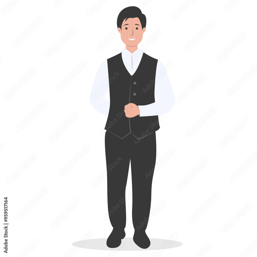Restaurant Worker Illustration Isolated on White Background. Vector Character in Flat Cartoon Concept. Restaurant Worker Illustration Isolated on White Background. Vector Character in Flat Cartoon Concept.