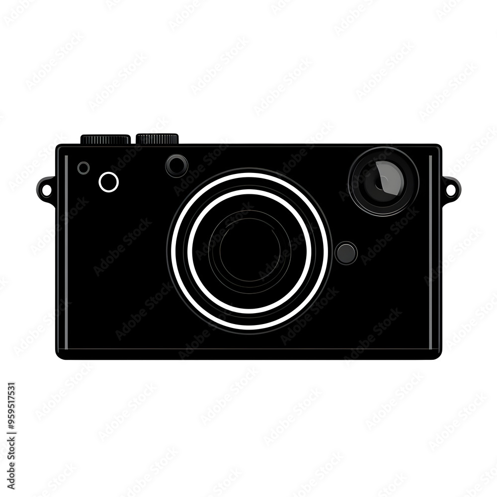 Black Camera with a Lens and a Shutter Button Isolated on Transparent Background PNG Black Camera with a Lens and a Shutter Button Isolated on Transparent Background PNG