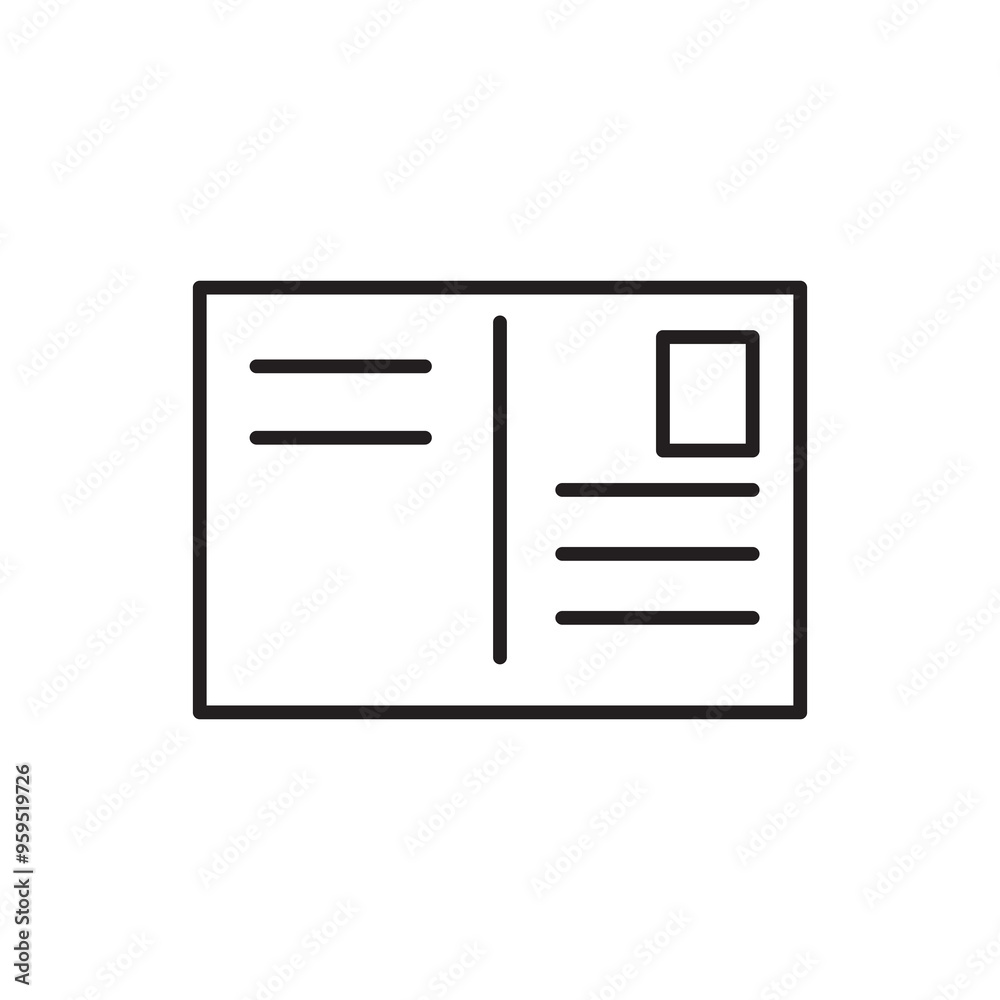 Postcard icon vector,simple flat black linear illustration for web and app..eps Postcard icon vector,simple flat black linear illustration for web and app..eps