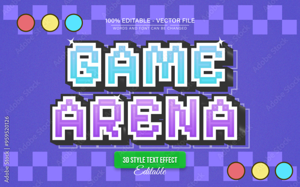 Game arena retro pixel text effect editable Game arena retro pixel text effect editable